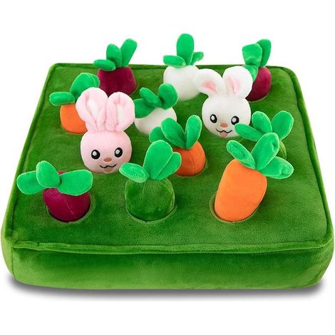 Tapis à friandises pour chien avec carottes et jouets en peluche, un jouet interactif anti-ennui. (1/5)