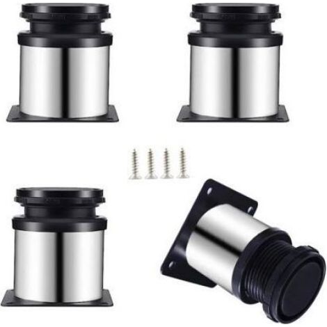 Pieds Réglables - Acier Inoxydable 50 x 60 mm - Hauteur Ajustable 0 à 15 mm - Pour Meubles Cuisine Bureau - Lot de 4 (1/4)