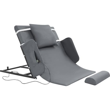 Dossier électrique pour lit, dossier électrique réglable de 10 à 80° avec télécommande, avec accoudoirs et repose-pieds, supporte 100 kg, gris, 120 x 97 x 73 cm (1/5)