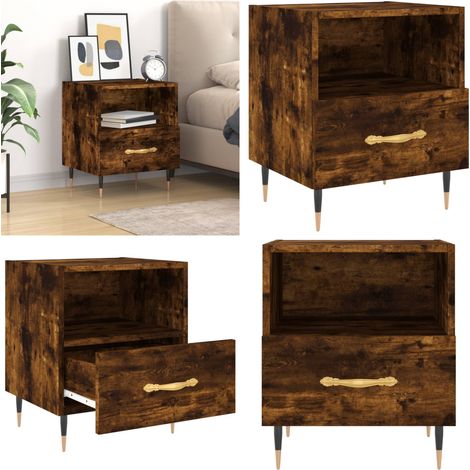 Nachttisch Räuchereiche 40x35x47,5 cm Holzwerkstoff - Nachttisch - Beistelltisch - Wohnzimmermöbel - Holzmöbel - Modernes Design - Home & Living (1/5)