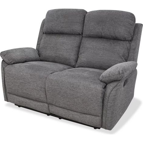 Sofá dos plazas relax con palanca modelo Caprio tapizado textil gris, 122cm(Ancho) 84cm(Fondo) 102cm(Alto) (1/4)