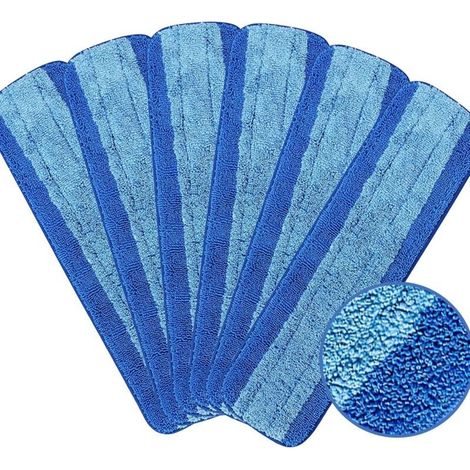 6 Pack Microfiber Cleaning Pads, 18 Inch Reusable Washable Spray Mop Replacement Pads for Bona Spray Mop, Blue (1/5)