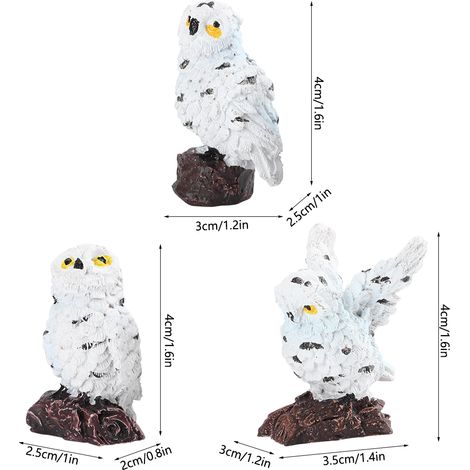 Décoration Artificielle Miniatures Owl en Résine 3 Pièces pour Jardins et Pots (1/5)