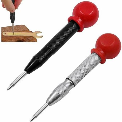 Pointeau Automatique 2 Pcs Perforat Central à Ressort Outil De Poinçon De Marquage Pointeau Automatique Impact Réglable Avec Outil De Poinçon Central Poinçonnage Pour Bois, Métal, Plastique, (1/5)
