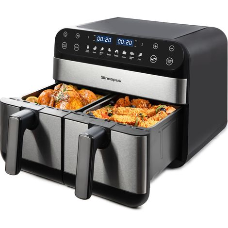 Friteuse à Air Chaud 10L – Airfryer Double Chambre Dual Zone pour Famille, Écran Tactile LED, Temps et Température Réglables, 8 Fonctions de Cuisson (1/5)