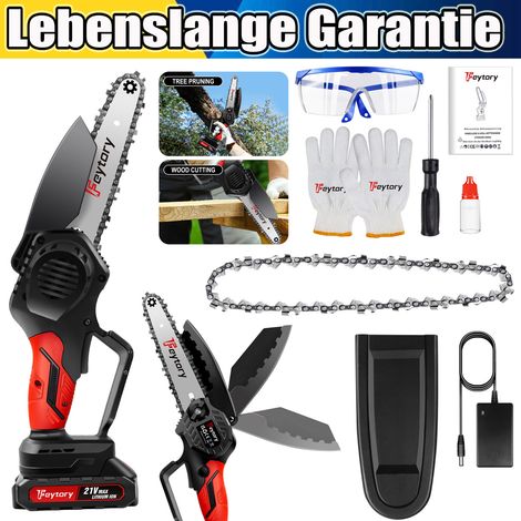 6" Tronçonneuse à chaîne électrique sans fil Tronçonneuse à chaîne manuelle avec chargeur Accessoires de batterie (1/4)