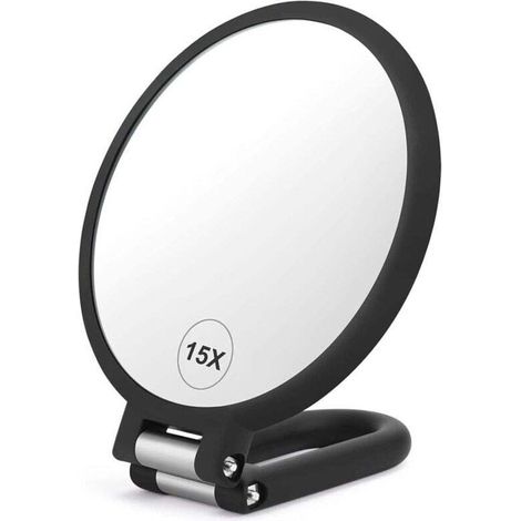 Miroir grossissant double face, grossissement 1x/15x, pliable, réglable, miroir de maquillage de voyage rotatif, miroir de coiffeuse. (1/4)