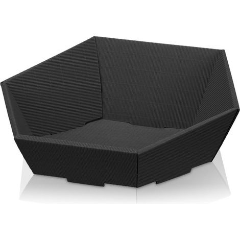 25 x Präsentkorb Geschenkkorb 380x340x75/130 mm offene Welle Schwarz (1/3)