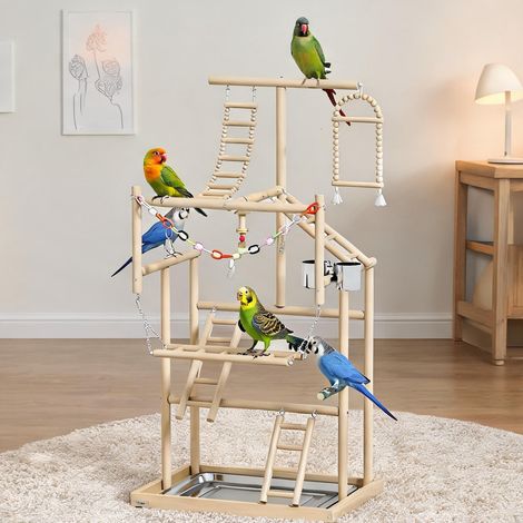Cage pour oiseaux en bois de pin acier inoxydable 48 x 38 x 95 cm (1/5)