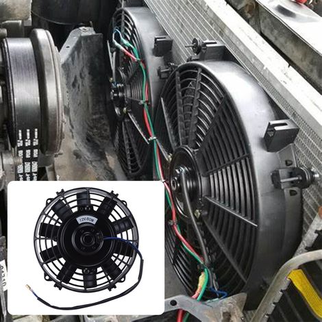 Ventilateur de refroidissement électrique 8 pouces 12V 80W, lame droite pour système AC et intercooler, profil mince pousser/tirer