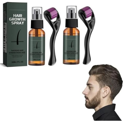 Kit Repousse Barbe - Sérums Nutritifs + Huile Croissance + Rouleau Dermique - Pour Homme - 2 Pièces (1/4)