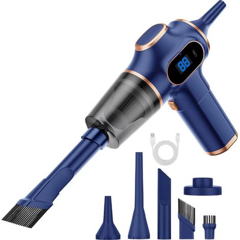 Aspirateur auto sans cordon – Bleu – Nettoyage multimédia (canapé, bureau, tapis) – Puissant – Design ABS robuste (1/5)
