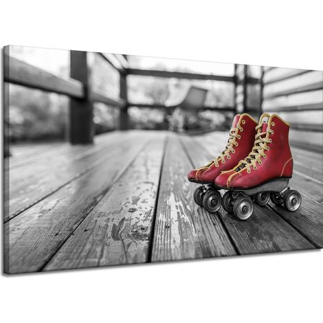 Leinwanddruck Vintage rote Rollschuhe 120x70 cm