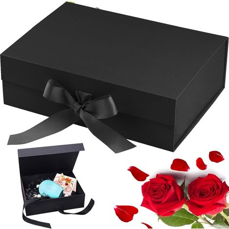 Geschenkbox mit Schleife (23 x 17 x 7 cm), Papier-Präsentationsbox mit Rippen (1/5)