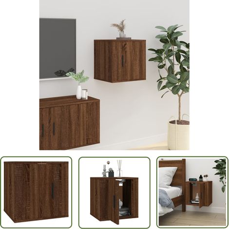 The Living Store Meuble TV mural Chêne marron 40x34,5x40 cm - Meubles Tv Murale - Meuble Tv Moderne - Meuble Tv Suspendu - Étagère Murale - Armoire Tv (1/5)