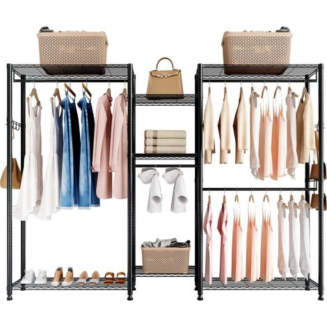 Porte-vêtements en acier robuste à 7 niveaux réglables, capacité de 385,5 kg, idéal pour chambre, débarras ou couloir. (1/5)