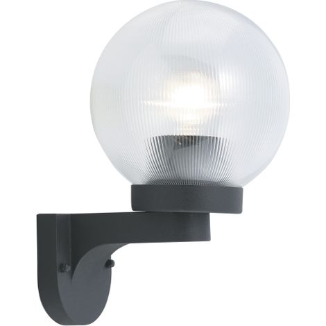 Lanterne murale globe 26x26 cm en aluminium noir globe me'thacrylate 20 cm pour lampes 60 W pour exte'rieur