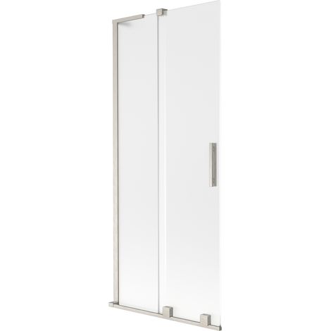 Paroi de baignoire coulissante Mexen Velar L à 2 volets 80 x 150 cm, givrée, nickel brossé - 896-080-003-31-97 (1/2)
