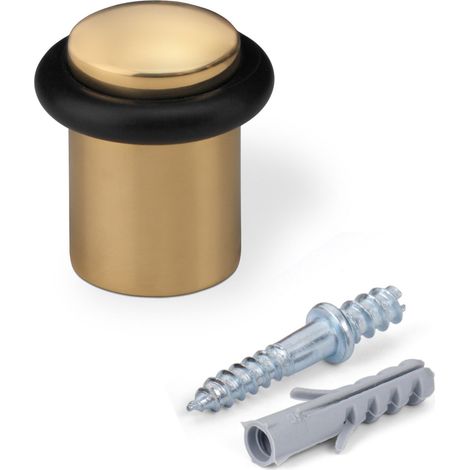 Tope puerta esférico latón dorado brillo con tornillo y taco