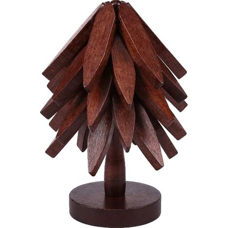 Untersetzer, Walnuss Holz, hitzebeständig, Walnussfarbe 5 Stück, 12.5x12.5x23cm-b (1/2)