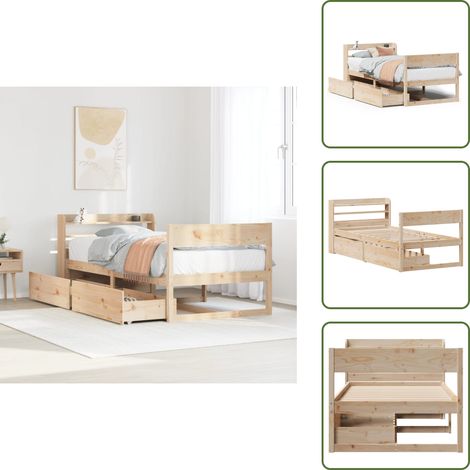 Cadre de lit sans matelas 75x190 cm bois de pin massif - Cadre De Lit - Cadres De Lit - Meuble De Chambre À Coucher - Lit (1/5)