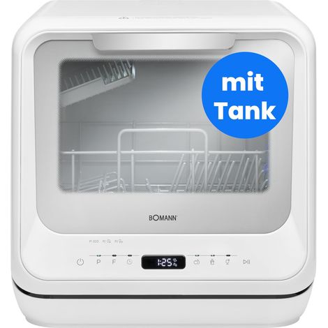 Lavavajillas de mesa Bomann con depósito  Se puede utilizar con o sin conexión de agua  Mini lavavajillas  36-70 °C  6 programas  42 cm de ancho  Lavavajillas para camping  TSG 5704