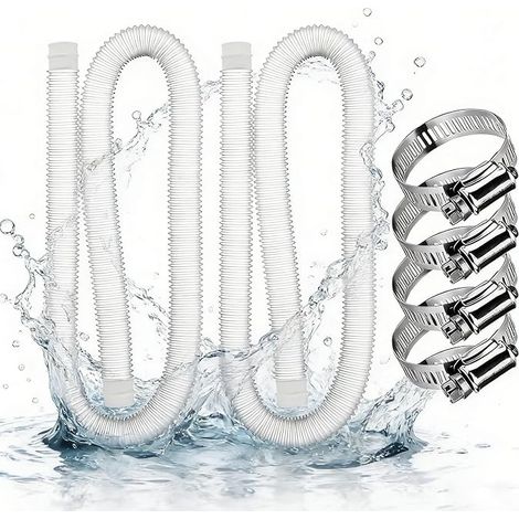 mangueras para piscina de 32 mm, 149,9 cm con 4 abrazaderas metálicas, para bomba de filtro de agua, riego de estanques, piscinas elevadas, para Intex 530 GPH y 1000 GPH (blancas) (1/5)