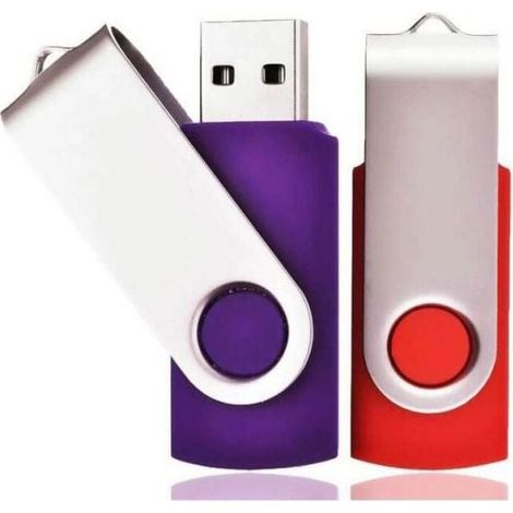 2 Pack (32G, Red/Purple) 32GB USB Flash Drive USB 2.0 Memory Flash Drive Swivel USB Stick with Ropes Good Gift for Child Parents and Friends (1/5)