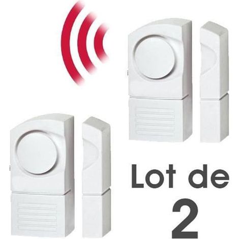SHOP-STORY - Ensemble de 2 détecteurs d'alarme d'ouverture sans fil pour portes, fenêtres, garages, baies vitrées, puits de lumière, etc. (1/3)