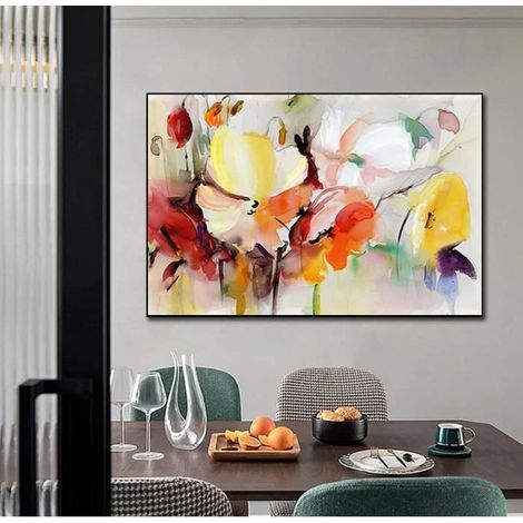 Art Mural Moderne Fleurs Photo Aquarelle Fleurs Peinture Impression sur Toile Affiche Murale décor 50x70 cm sans Cadre-Ywey (1/4)