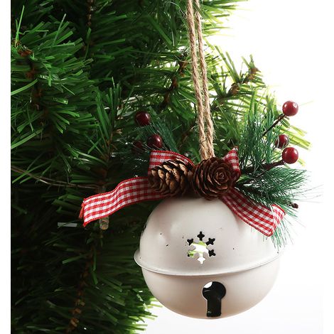 90MM Grelot en Fer Blanc/Rouge Ornement de Sapin Noël Résistant Joli Pendentif Suspendu pour Mariage Anniversaire Fête 1 Pièce (1/2)