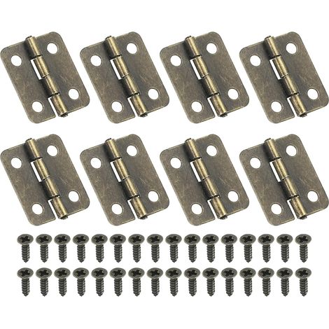 Petites Charnières Bout 18mm, 8 Pcs Mini Charnière avec Vis pour Boîtes à Bijoux en Bois, Portes de Tiroir d'Armoire, Portail, Couleur Bronze (1/5)