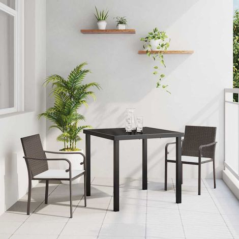 Garten Essgruppe 3 pcs Braun und Schwarz PE-Rattan (1/5)