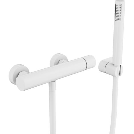 Conjunto de Ducha  Modelo HELIOS  Fabricado en Latón  Monomando  Acabado en Blanco (1/2)