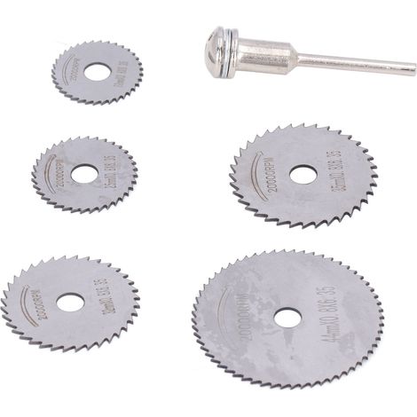 Lot de 5 lames de scie circulaires HSS, disque de coupe en acier rapide pour perceuses, 1 lame avec queue de 1/8 po (1/5)