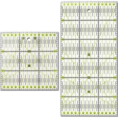 Regla de costura de patchwork de 2 piezas, 30 cm x 15, regla de costura transparente universal con graduaciones en cm e indicaciones de ángulos para medir la costura (1/5)