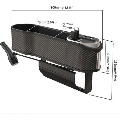 (Chargeur sans fil) Étui de rangement latéral pour siège avant, chargeur sans fil 10 W, poche de console centrale, port USB Type-C, organisateur de remplissage d'espace entre les sièges, accessoires i (1/5)