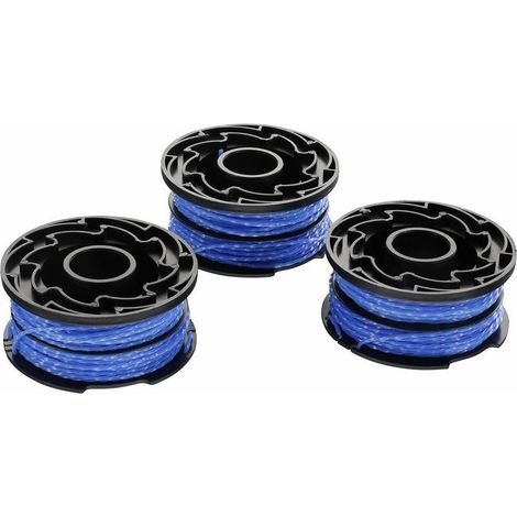 BLACK+DECKER 3-Pack Replacement Spools for String Trimmers, Reflex Plus Automatic Feed Spool, 3 x 12m Nylon Line, 1.5mm Diameter Line, A6441X3-XJ Blue (1/5)