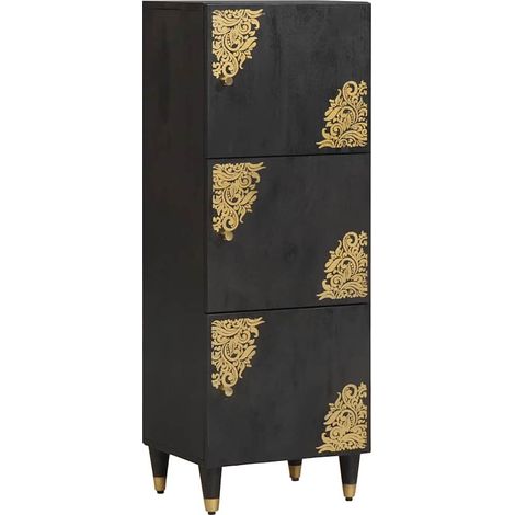 Aparador alto Negro 40 x 33 x 110 cm Madera de mango maciza vidaXL
