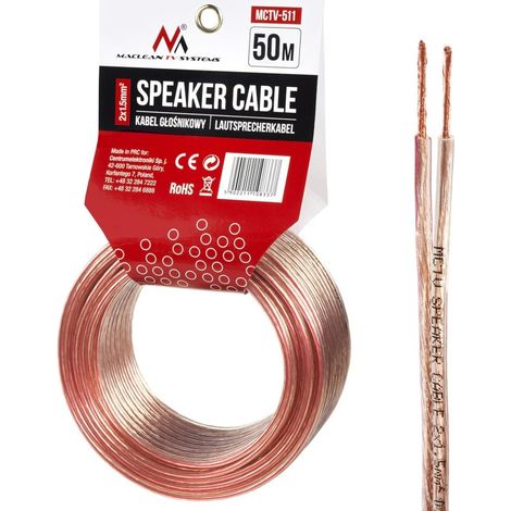 MCTV-511 Bobine de câble haut-parleur Maclean 2x1,5mm² 50m (Transparent) (1/2)