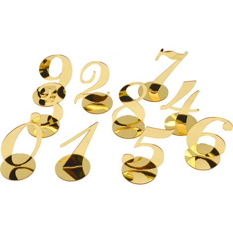 Lntyq 10 Pièces Numéros De Table, Numéro De Table Mariage Or, Numéro De Table Acrylique, Numéro De Table En Ornement, Numéros 0-9, pour Fête De Mariage, Événement, Décoration De Restauration