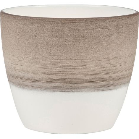 Pot de fleurs en céramique Scheurich. Couleur : Crème espresso. 19 cm de diamètre. 17.5 cm de haut. 3.3 l Vol.