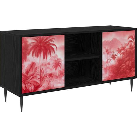 TV Cabinet AACHEN 102 x 33 x 51 cm Black Oak Engineered Wood vidaXL (1/5)