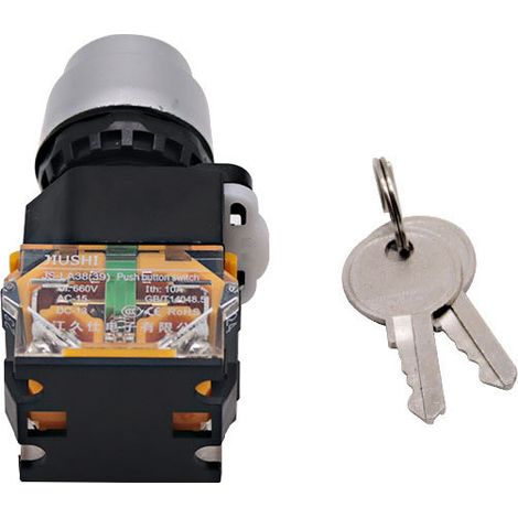 Copper-plated silver-dot three-position rotary switch LA38-20Y/3 with key, modular assembly. (1/3)