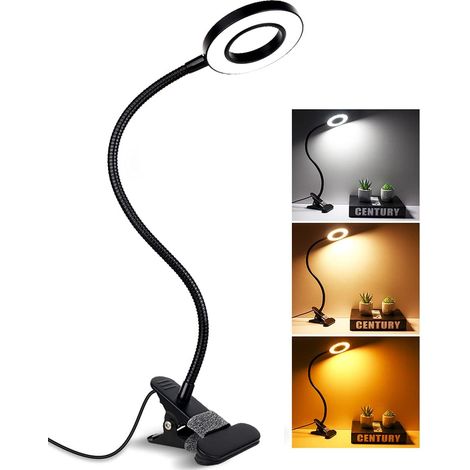 Lampe de lecture, lampe à pince sans fil, lampe à pince rechargeable, variateur d'intensité et réglage de la couleur de la lampe à pince (1/5)