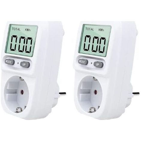 Wattmètre enfichable 2 pièces, compteur d'énergie portable intelligent avec écran LCD, protection contre les surcharges, puissance maximale de 3680 W, pour usage domestique (1/5)