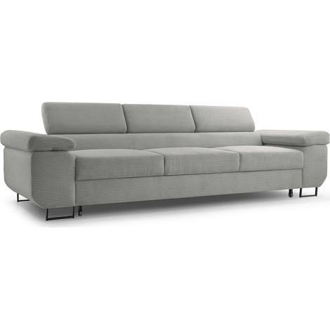Selsey CAPURSO– Canapé convertible 3 places – velours côtelé– beige (1/5)