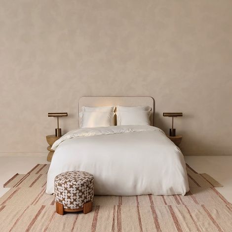 Housse de couette en satin de Lyocell lyocell, thermorégulatrice et hypoallergénique - Blanc cassé - PANGIVO