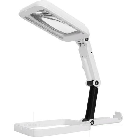 Loupe de Lecture, 2 in 1 Loupe Eclairante avec 18 LED Lumière 3 Modes de Couleur Loupe sur Pied Ajustable Lampe Loupe Esthetique pour Horloger, Passe-temps, Artisanat, Monnaies, Timbres (1/5)
