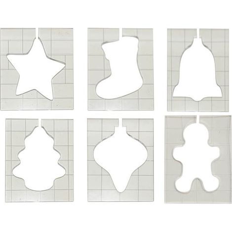 Ruler Couture - Règle Acrylique pour Patchwork - Modèles de Noël Arbre Étoile Cloche Chaussette Ours - Lot de 6 Pièces (1/5)